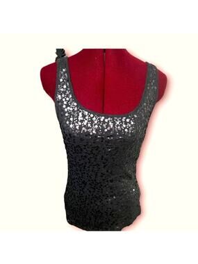 Old Navy Size Small Dark Grey tank with silver sequins on front.